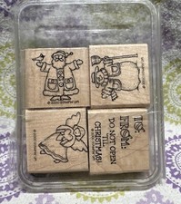 Stampin Up FESTIVE FRIENDS Christmas Santa Snowman Angel Small Rubber Stamps