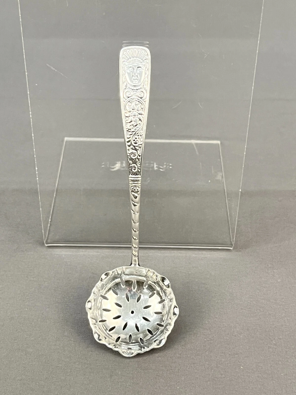 Assyrian Head by 1847 Rogers Silverplate GW 5 1/4" Sugar Sifter Ladle c. 1886