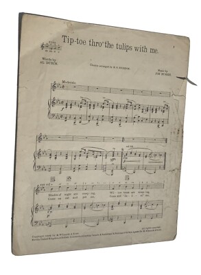 Tip Toe Through The Tulips With Me Original Vintage Music Song Sheet