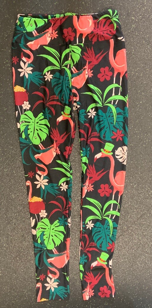 NEW Lularoe Flamingo Clover Shamrock Tropical Leggings--Size One Size OS