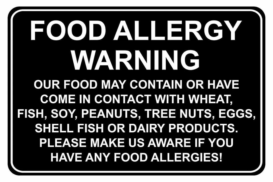 DEVON MADE Food allergy warning safety metal park safety sign