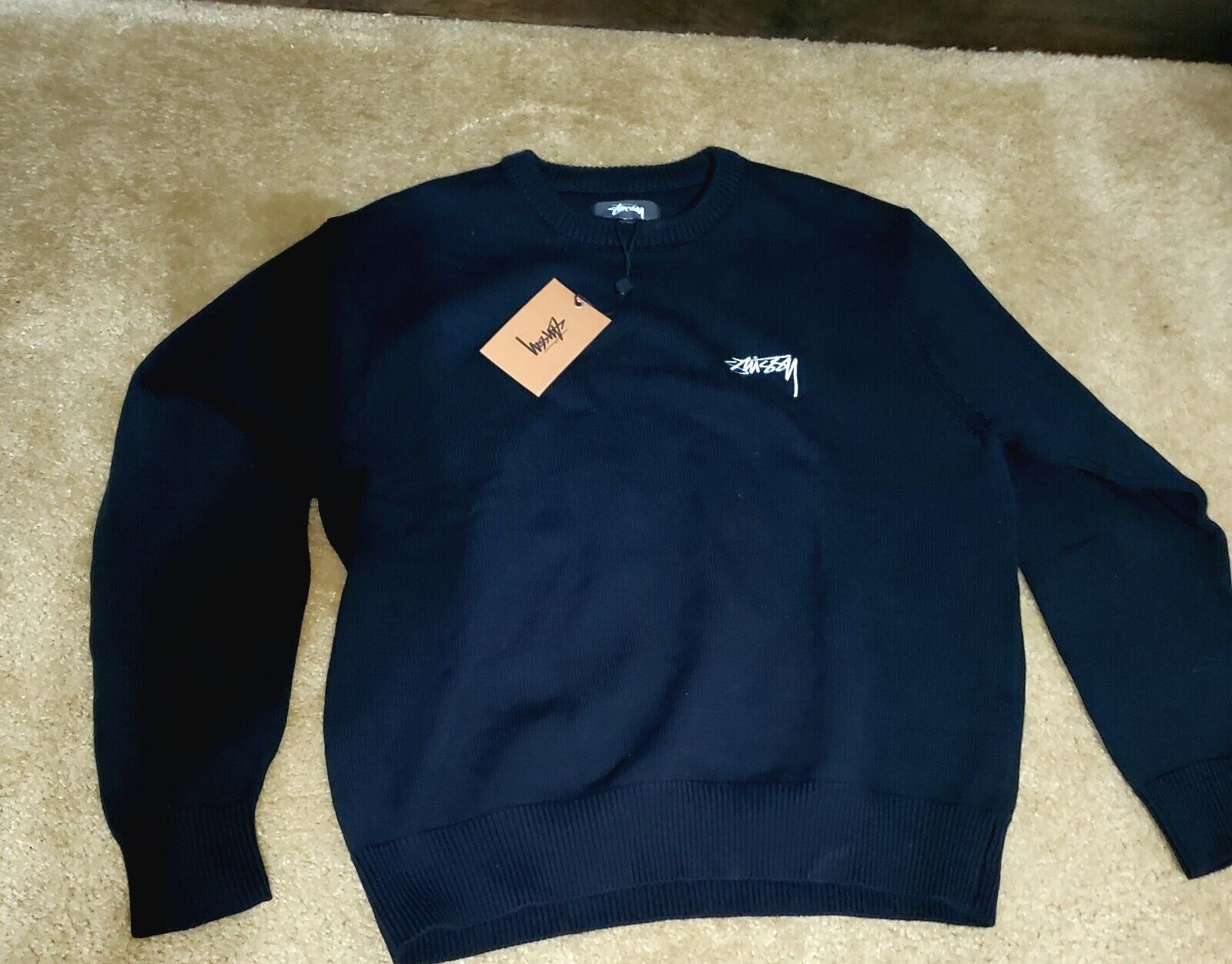 STUSSY Care Label Sweater Black Size Medium New Authentic FW22