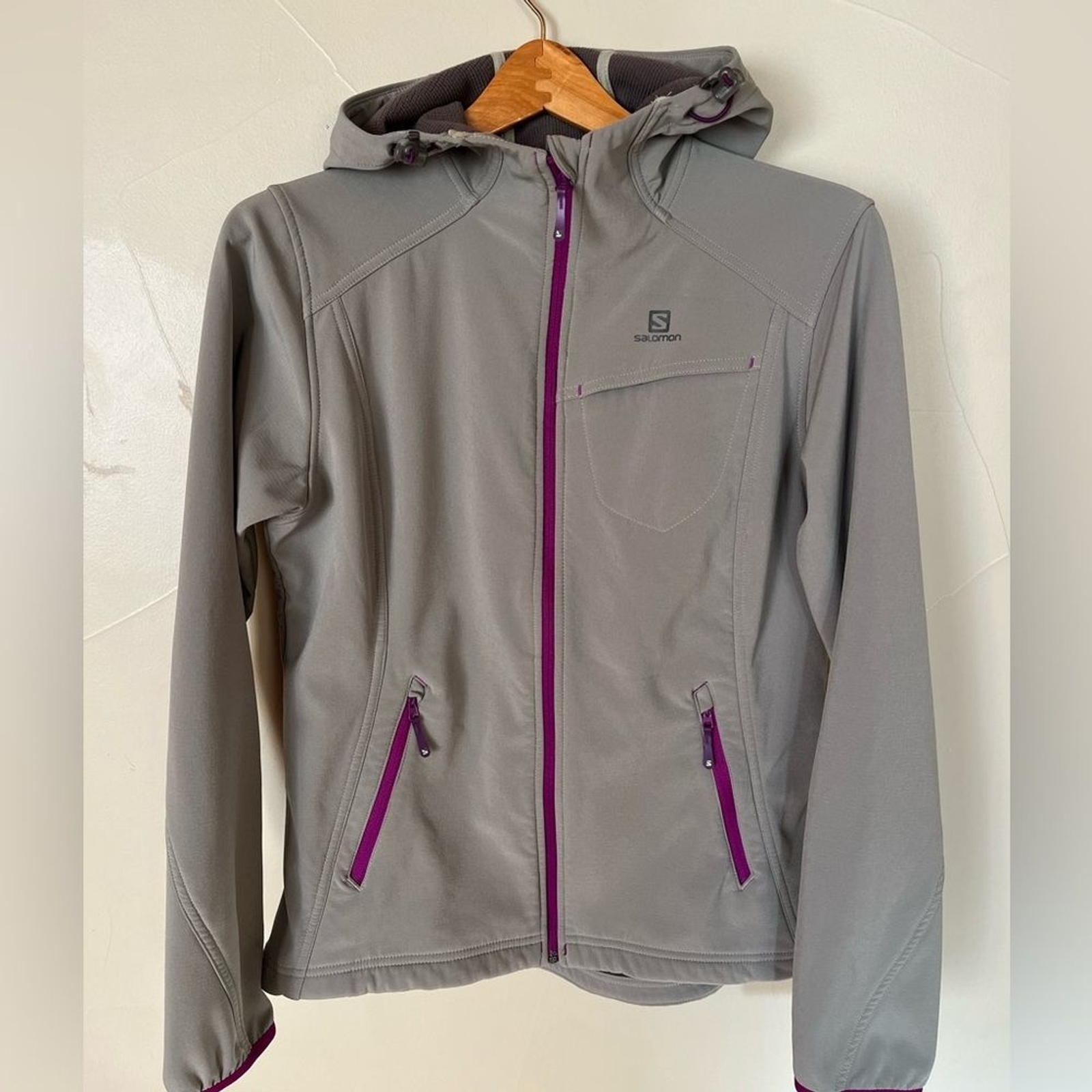 Salomon Giacca Donna Grigio Giacca a Vento Tutte le Condizioni Pile Softshell Medium.