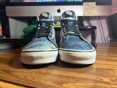 VANS Off The Wall Blue Denim Hi Top Skate Shoes ~ 721356  display picture 1
