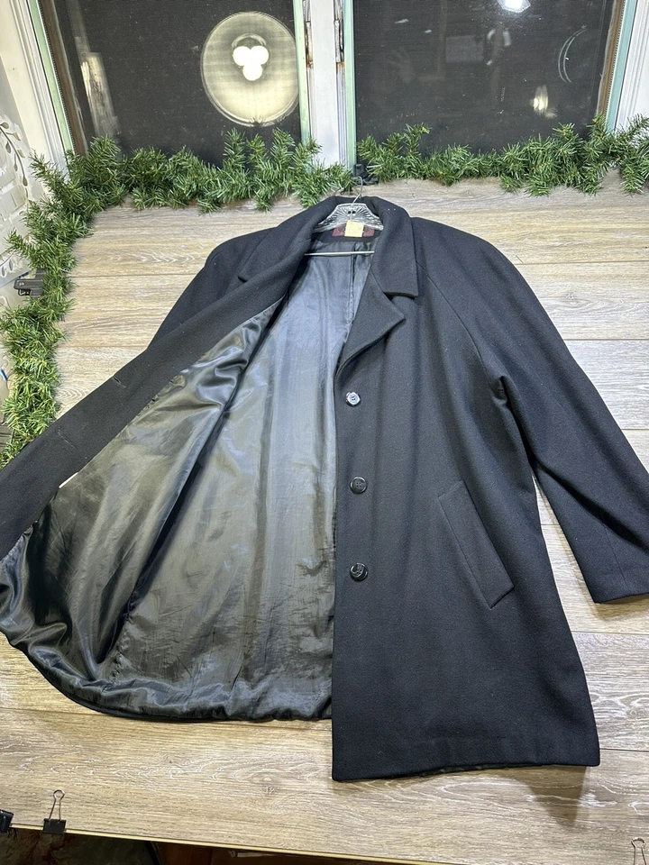 Шерстяное пальто размер XL очень большой женщин черный PeaCoat с подкладкой винтажный Stephanie Mathew - Изображение 4 из 4