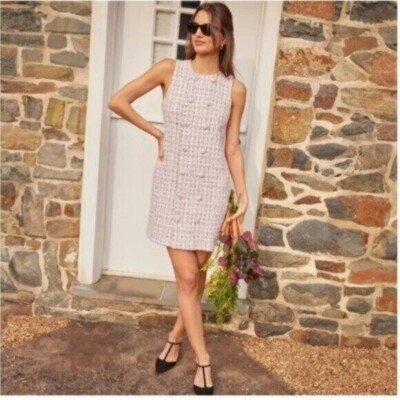 Pomander Place | NEW Peony Tweed Bianca Sleeveless Crewneck Mini Dress Size S