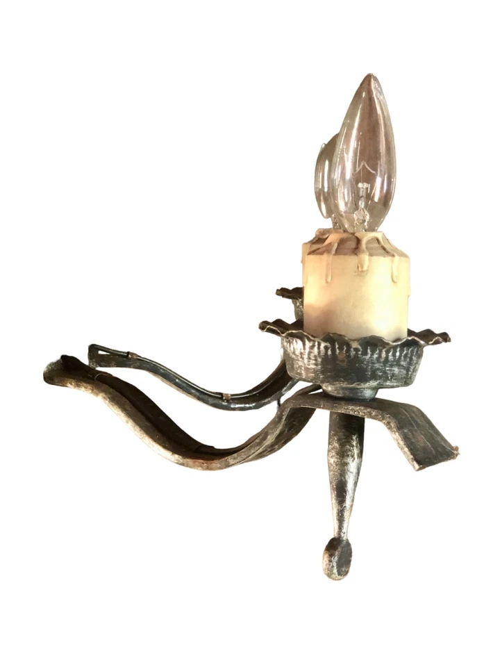 ÚNICA LÁMPARA MARTILLADA VINTAGE ANTIGUA ARTES Y MANUALIDADES/MISIÓN Foto 3 de 4