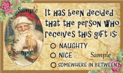 Vintage Christmas 12 x Gift Tag Tags Card - Santa Check List - Naught Nice etc - image 1 of 3