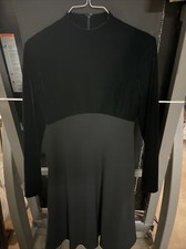 Ann Taylor LOFT Dress Size 4 Black Gray Stretch Full Sleeves