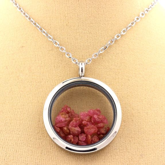 Collier spinelle brut pendentif médaillon argent 20 mm tendance