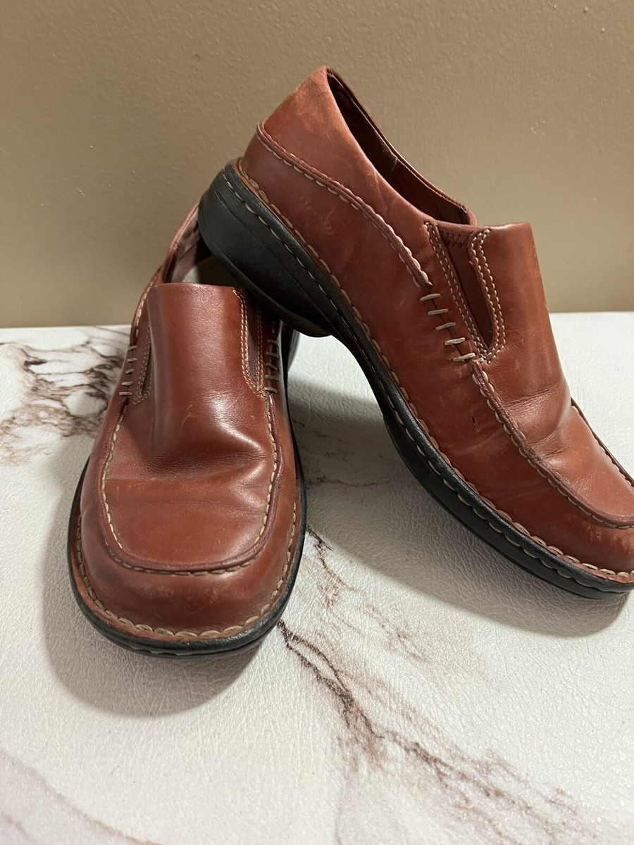 WOMEN'S MERRELL TETRA MOC RED BEAN LEATHER SLIP-ON LOAFERS MOCCASINS