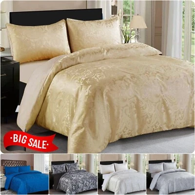 Luxury Jacquard Duvet Quilt Cover Paisley Bedding Set Double King Size & Cushion