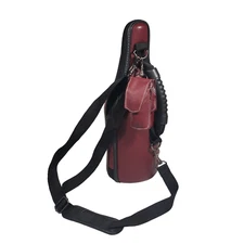 Caddy-O Wine Bottle Shoulder Bag Carrier Insulated Cooler Burgundy Leather