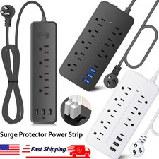 3 Options Power Strip Surge Protector 8 AC Outlets 3 USB Ports Type C Port Cable
