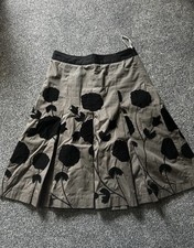 next 90s Vintage black and brown floral patchwork midi skirt
