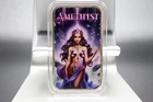 GEMSTONE GODDESSES Amethyst 1oz Silver Bullion Art Bar Precious Gem Collectible