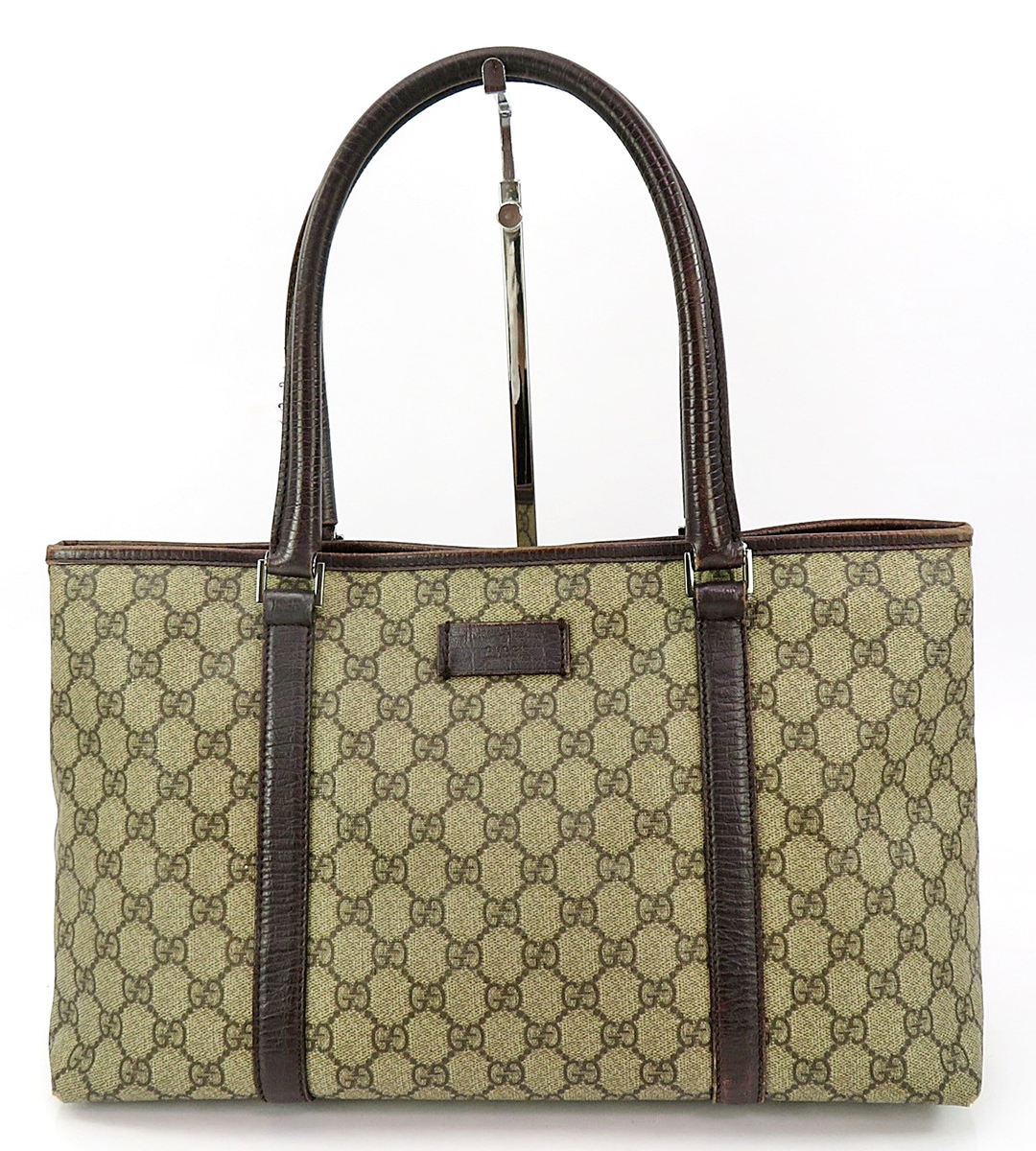 Authentic GUCCI Brown GG PVC Canvas Supreme and Leather Tote Bag