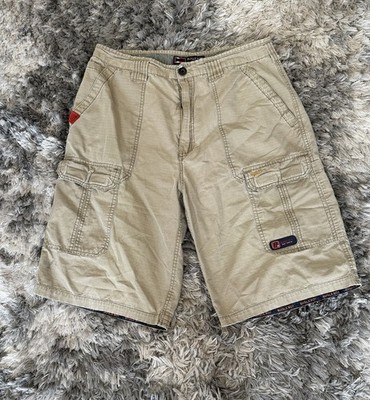 Vintage 90s Bugle Boy Cargo Shorts Mens 34 Khaki Utility Pocket Streetwear