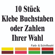 10 Stück Klebezahlen Buchstaben, Ziffern Aufkleber Höhe 5-15cm