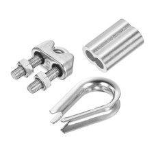 24Pack 3/16" Wire Rope Kit M5 Stainless Steel Thimbles Clamps Crimping Loop