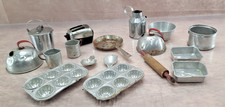 Vintage Aluminum Toy Kitchen Cookware Lot Mini Pans Toaster Rolling Pin Utensils