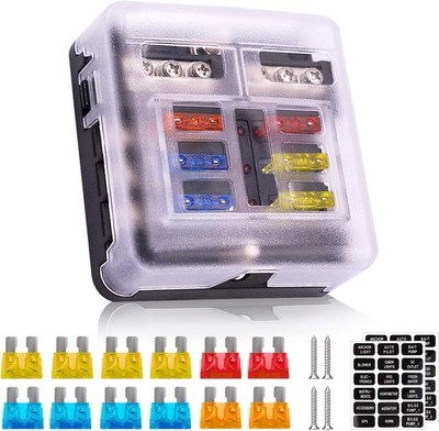 6-Way Waterproof 12V Fuse Box with LED Indicator for Marine & Automotive Use