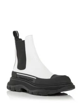 ALEXANDER MCQUEEN Womens White Heel Debossed Tread Platform Chelsea 37