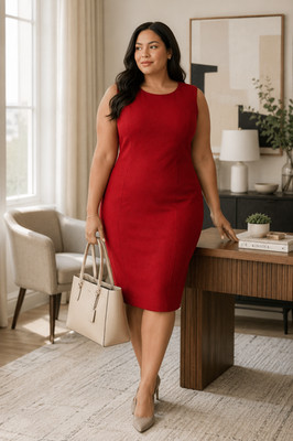 SOHO Red Textured Sheath Dress Sleeveless Knee Length Plus Size 18W NWT