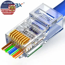 50/100 PCS RJ45 Pass through Connector 23AWG Cat6 Cat5E RJ45 Modular Plugs Gold 