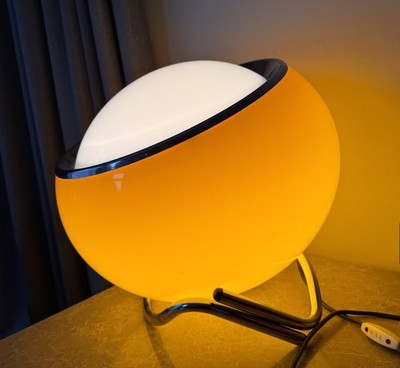 Vintage Large Meblo Guzzini Yellow Space Age Globe Table Lamp Yugoslavia