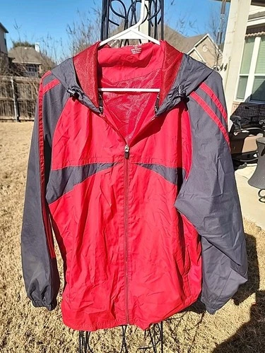 BCG Men's Track Jacket Size XL Red and Black Windbreaker with Hood - product listing photo