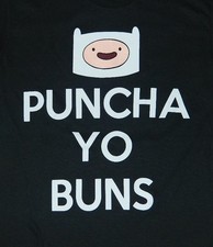 Adventure Time TV Series Finn Face Puncha Yo Buns T-Shirt NEW UNWORN