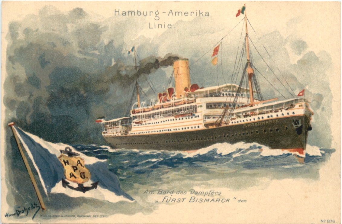 Hamburg America Line - Steamer Prince Bismarck - Litho -783226