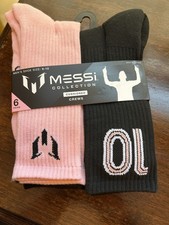 Messi Collection Cushioned Crew Socks Pink Black White Gray Size 6-10 NWT