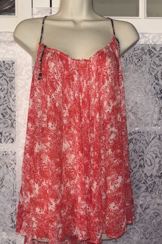 FREE PEOPLE,dark pink,orange print,off white,backless,zL,dark straps,blousy,Uniq