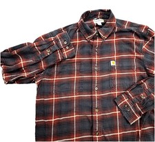 Carhartt Flannel Shirt Mens L Plaid Relaxed Fit Button Down Long Sleeve Red