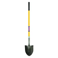 Westward 14 ga Round Point Shovel, Steel Blade, 48 in L Yellow Fiberglass Handle