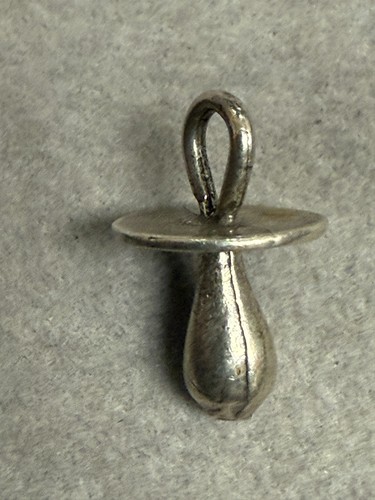 Vintage 925 Sterling Silver Pacifier Baby Teether Shower Gift Charm Pendant 7090