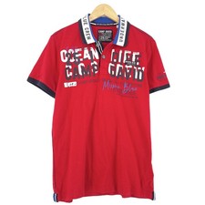 Camp David Mens Polo Shirt Red Cotton Regular Fit Short Sleeve Size L