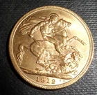 1912 British Full Gold Sovereign Coin King George V 22ct