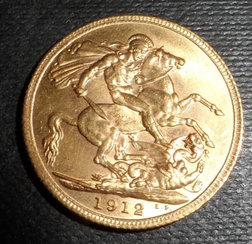 1912 British Full Gold Sovereign Coin King George V 22ct