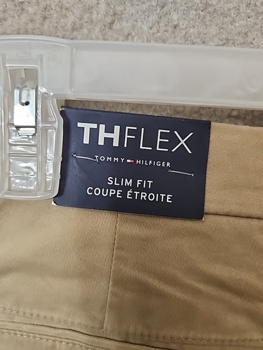 Pantaloni chino Tommy Hilfiger TH Flex elasticizzati slim uomo 33x32 kaki dritti NUOVI - Foto 6 di 9