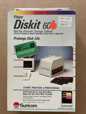 Vintage SUNCOM Floppy Diskit 60 Roll-Top Diskette Storage Cabinet w/ Box NOS