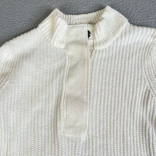 Soft Surroundings Sweater Women Medium Cream Ribbed Chunky Snap Long Sleeve - Picture 2 of 16