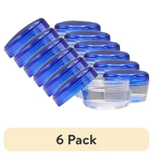 (6 pack) Plastic Travel Jar, Color May Vary, 1 oz (2 Count)