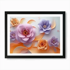 3d Art With Flower, 3d Illustration Framed Wall Art Poster Canvas Print Picture