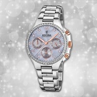 Festina Boyfriend Armbanduhr Edelstahl Silber F20401/3 Damen Uhr UF20401/3