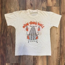 Vintage 80s I Ran Thru Hell Running Marathon T-Shirt Size Large Screen Stars