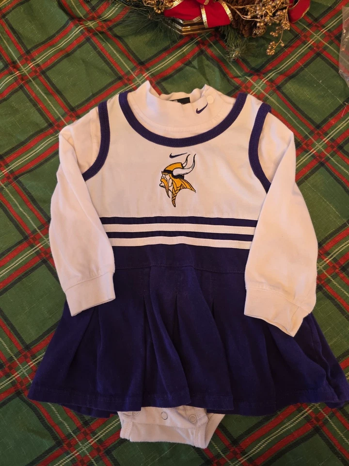 Nike Minnesota Vikings Cheerleader Kleid 2 Teile Mädchen 24M Langarm Body NFL 