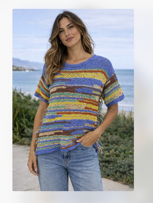 Akep Top Women's Size Small Knit Fringe Boho NWT